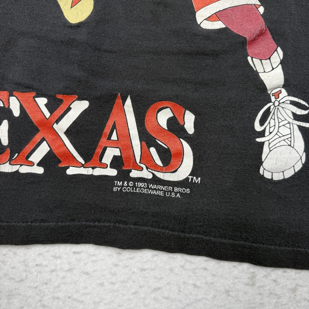 Vintage Taz Attack Texas Shirt Mens Large Black Looney Tunes College Ware 1993 - Picture 5 of 11